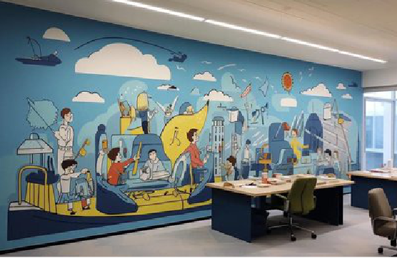 神木办公室墙绘的特点。