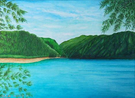 神木在墙绘中，如何绘画绿水青山？